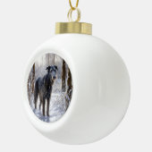 Schotse Deerhound Laat het sneeuwen Kerstmis Keramische Bal Ornament (Rechts)