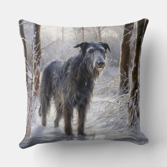 Schotse Deerhound Laat het sneeuwen Kerstmis Kussen (Achterkant)