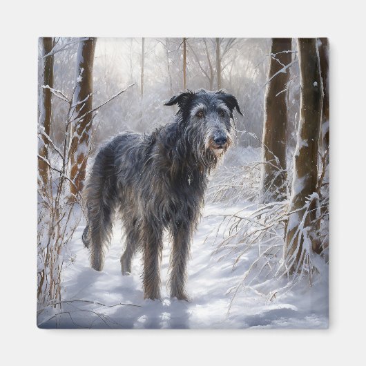 Schotse Deerhound Laat het sneeuwen Kerstmis Magneet (Voorkant)