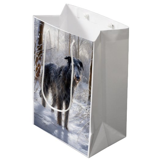 Schotse Deerhound Laat het sneeuwen Kerstmis Medium Cadeauzakje (Voorkant Gekanteld)