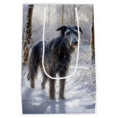 Schotse Deerhound Laat het sneeuwen Kerstmis Medium Cadeauzakje (Achterkant)