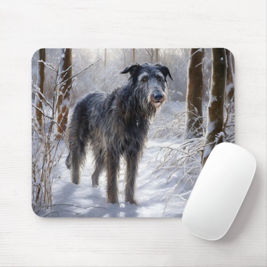 Schotse Deerhound Laat het sneeuwen Kerstmis Muismat (Met muis)