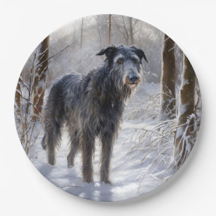 Schotse Deerhound Laat het sneeuwen Kerstmis Papieren Bordje