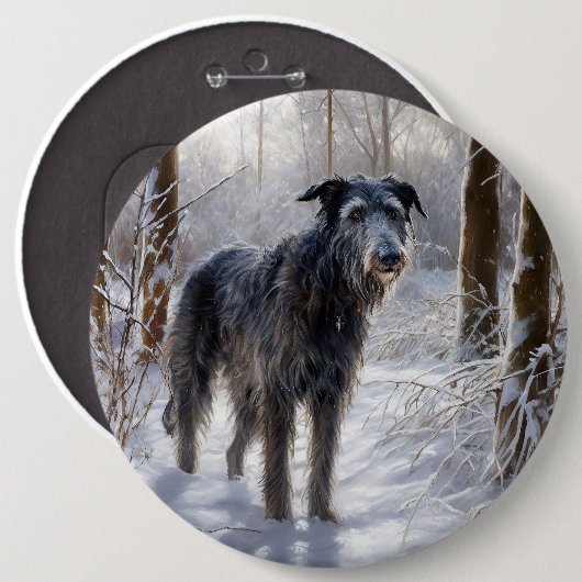 Schotse Deerhound Laat het sneeuwen Kerstmis Ronde Button 6,0 Cm (Voorkant /achterkant)