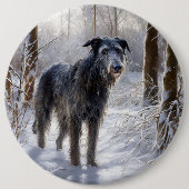 Schotse Deerhound Laat het sneeuwen Kerstmis Ronde Button 6,0 Cm (Voorkant)