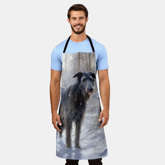 Schotse Deerhound Laat het sneeuwen Kerstmis Schort (Gedragen)