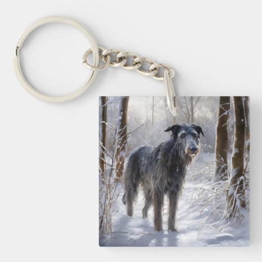 Schotse Deerhound Laat het sneeuwen Kerstmis Sleutelhanger (Voorkant)