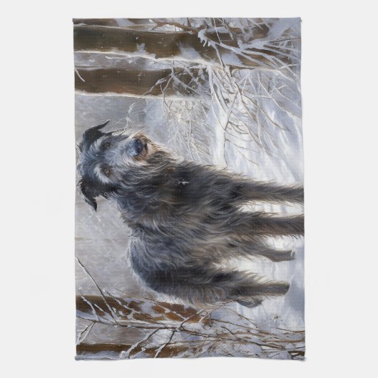 Schotse Deerhound Laat het sneeuwen Kerstmis Theedoek (Verticaal)