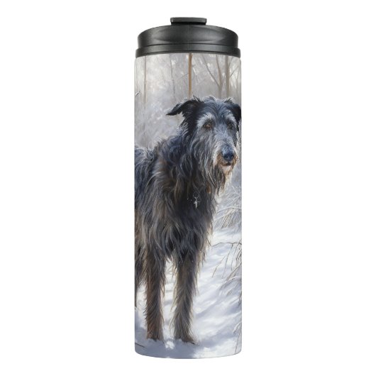 Schotse Deerhound Laat het sneeuwen Kerstmis Thermosbeker (Voorkant)
