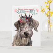 Schotse Deerhound Queen voor Dag Grappige Verjaard Kaart (Gele Bloem)