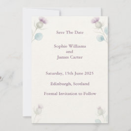 Schotse Distel Aquarel Save The Date Kaart