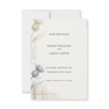 Schotse Distel Aquarel Save The Date Kaart