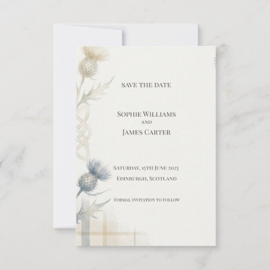 Schotse Distel Aquarel Save The Date Kaart (Voorkant)