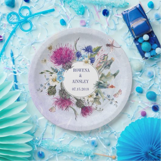 Schotse distel bloemenbruiloft papieren Borden Papieren Bordje (Feest)