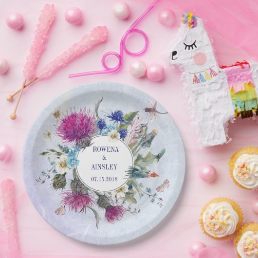 Schotse distel bloemenbruiloft papieren Borden Papieren Bordje (Feest)