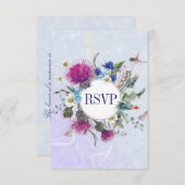 Schotse distel bloemenbruiloft RSVP (Voorkant / Achterkant)