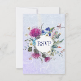 Schotse distel bloemenbruiloft RSVP Kaartje