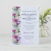 Schotse distel bloemenbruiloft uitnodiging (Staand voorkant)