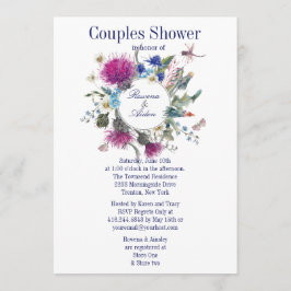 Schotse distel bloemenkoppels bruiloft douche 3 kaart