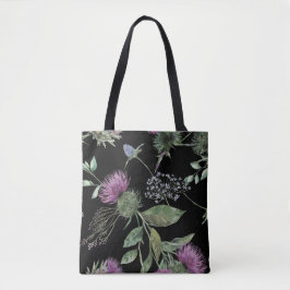 Schotse distel bloemenprint tote bag