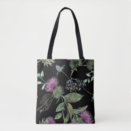 Schotse distel bloemenprint tote bag (Voorkant)