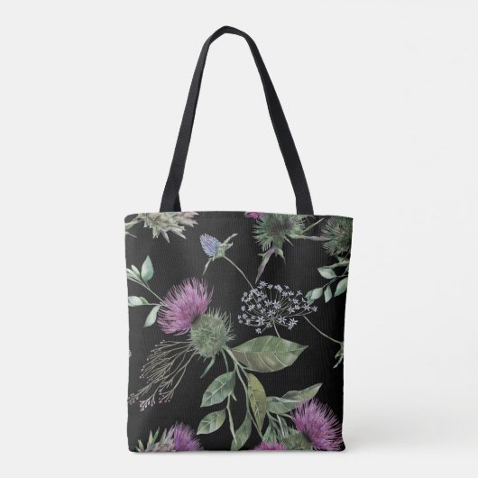 Schotse distel bloemenprint tote bag (Achterkant)