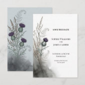 Schotse Distel Botanische Bewaar de Datum Save The Date (Voorkant / Achterkant)