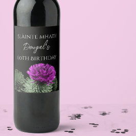 Schotse distel gepersonaliseerde verjaardag wijn etiket