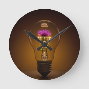Schotse Distel Gloeiende Lamp Ronde Wandklok