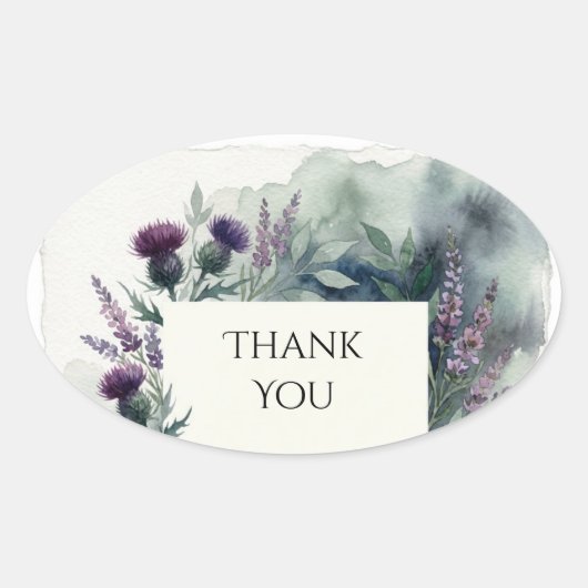 Schotse Distel Heather Watercolour Sticker (Voorkant)
