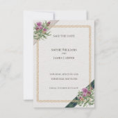 Schotse Distel Keltisch Schotse Ruit Huwelijk Save The Date (Voorkant)