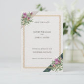 Schotse Distel Keltisch Schotse Ruit Huwelijk Save The Date (Staand voorkant)