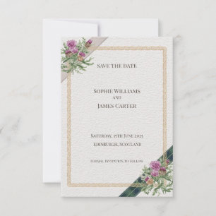 Schotse Distel Keltisch Tartan Huwelijk  Save The Date