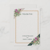 Schotse distel Keltische Tartan bruiloft Bedankkaart (Voorkant / Achterkant)