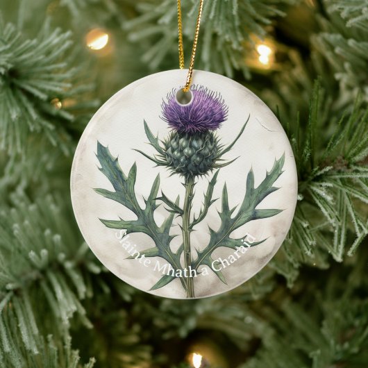 Schotse distel kerst ornament, keramiek keramisch ornament