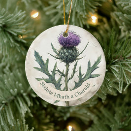 Schotse distel kerst ornament, keramiek keramisch ornament