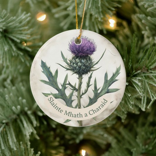 Schotse distel kerst ornament, keramiek keramisch ornament
