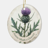 Schotse distel kerst ornament, keramiek keramisch ornament (Links)
