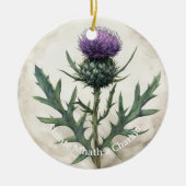 Schotse distel kerst ornament, keramiek keramisch ornament (Voorkant)