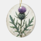 Schotse distel kerst ornament, keramiek keramisch ornament (Links)