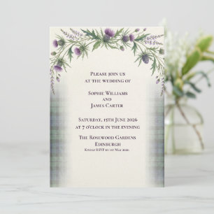 Schotse Distel Lavendel Bovenkrans Huwelijk Kaart