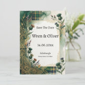 Schotse Distel Lavendel Paisley Save The Date (Staand voorkant)