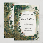Schotse Distel Lavendel Paisley Save The Date (Voorkant / Achterkant)