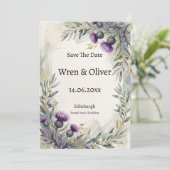 Schotse Distel Olijf Botanisch Save The Date (Staand voorkant)