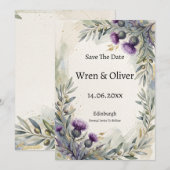 Schotse Distel Olijf Botanisch Save The Date (Voorkant / Achterkant)