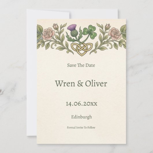 Schotse Distel Roos Keltisch Hart Save the Date C (Voorkant)