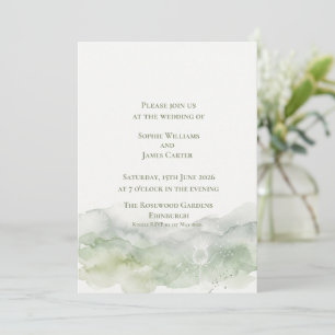 Schotse Distel Salie Groene Aquarel Trouw Kaart