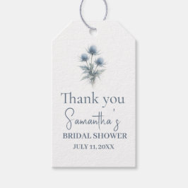 Schotse Distel Stofblauwe Bloem Bruidsdouche Cadeaulabel
