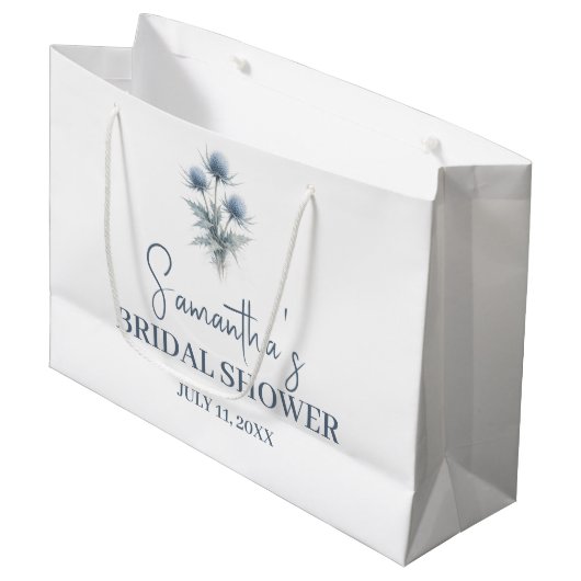 Schotse Distel Stofblauwe Bloem Bruidsdouche Groot Cadeauzakje (Voorkant Gekanteld)