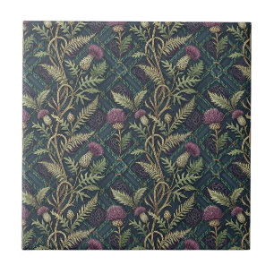 Schotse Distel & Tartan Erfgoed Bloempatroon Tegeltje